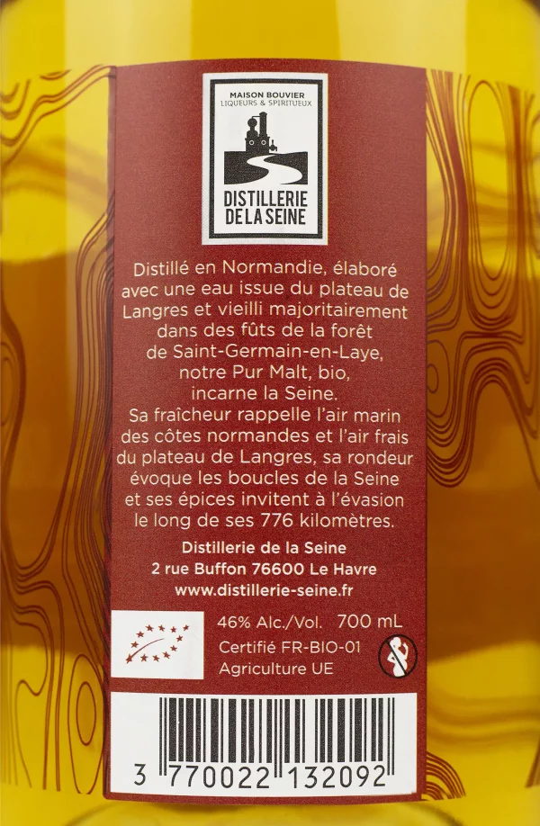 Contre étiquette de la bouteille de pur malt bio
